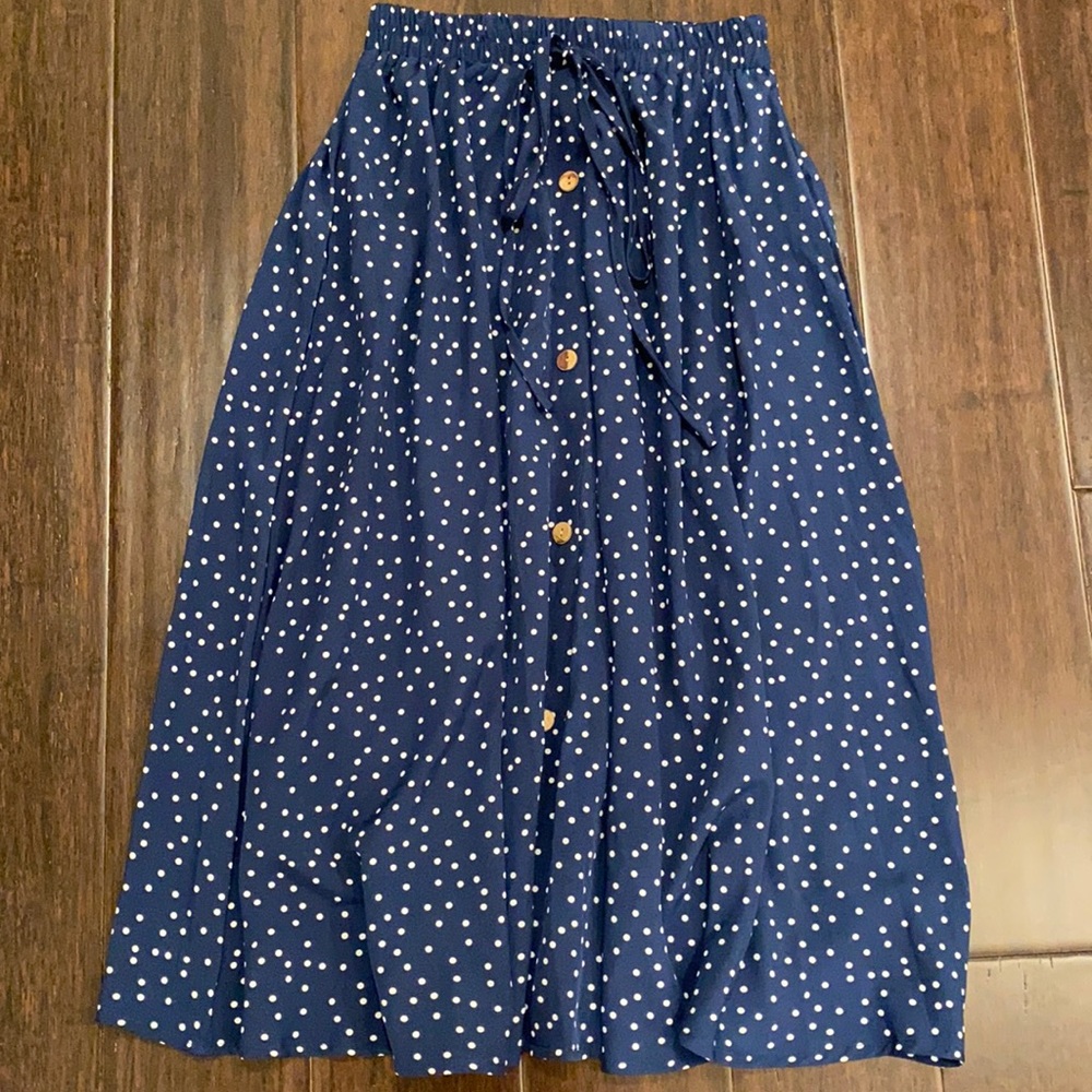 Blue polka dot skirt
